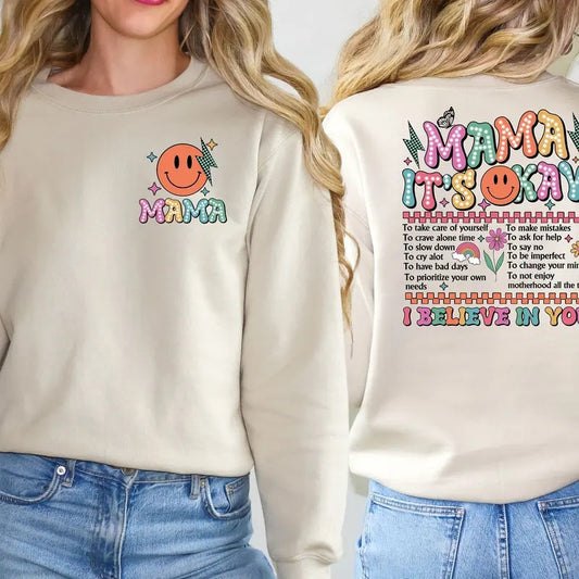Mama It's Okay Sweatshirt Mental Health Matters Shirtretro Positive Mom Teenew Mommy Giftinspirational Mama...