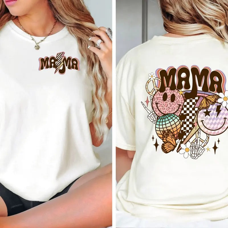 Mama Retro Flower Shirt, Smiley Mama Shirt, Mom Shirt for mom for Mother's Day, Funny Mom Shirt, Mama Smiley Tee, Mama...