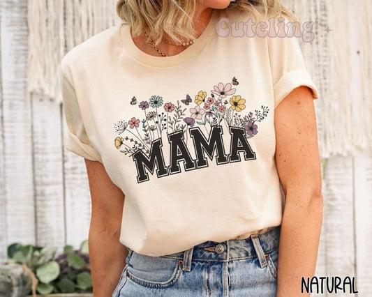 Mama Shirt Wildflowers Mama Tshirt Mothers Day Gift For New Mom Gift Baby Shower Gift Pregnancy Gift Mom Est 2024 Retro...