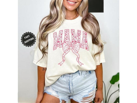Mama Shirt, Pink Ribbon Shirt, Mothers Day Gift, Girly Aesthetic Gift For Mom, Cute Mom Shirt Hoodie, Sweatshirt