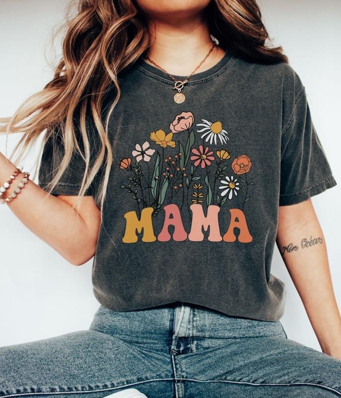 Mama Shirt, Wildflowers Mama Shirt, Comfort Colors Shirt, Retro Mom TShirt, Mother's Day Gift, Flower Shirts for Women,...