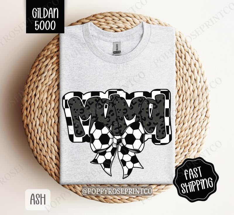 Mama Soccer Bow Gildan T-shirt, Soccer Mom Shirt, Soccer Mama Tee Hoodie, Sweatshirt | WearSparks.com