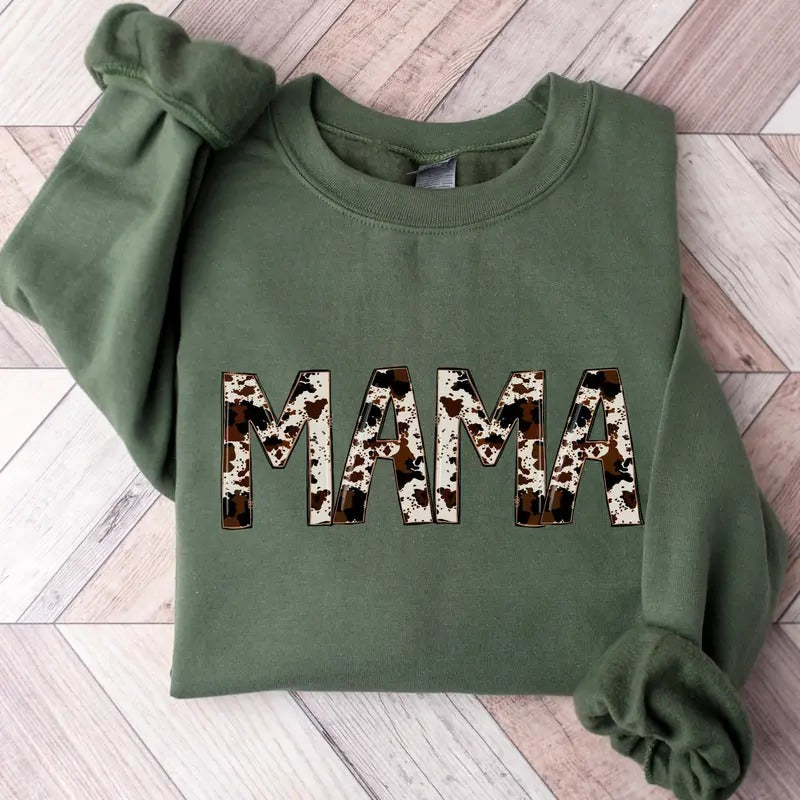 Mama Sweatshirt Buffalo Plaid Mama Sweatshirt Cow Pattern Mama Hoodie Western Mama Sweatshirt Mom To Be Sweatshirt Mom...
