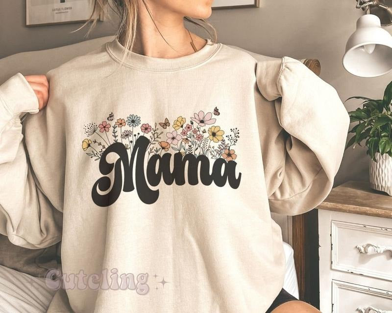Mama Sweatshirt Mama Crewneck Wildflowers Mama Mothers Day Gift For New Mom Gift Baby Shower Gift Pregnancy Gift Mom ...