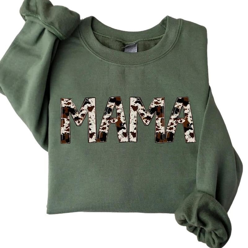 Mama Sweatshirt, Buffalo Plaid Mama Sweatshirt, Cow Pattern Mama Hoodie, Western Mama Sweatshirt, Mom to be Sweatshirt,...