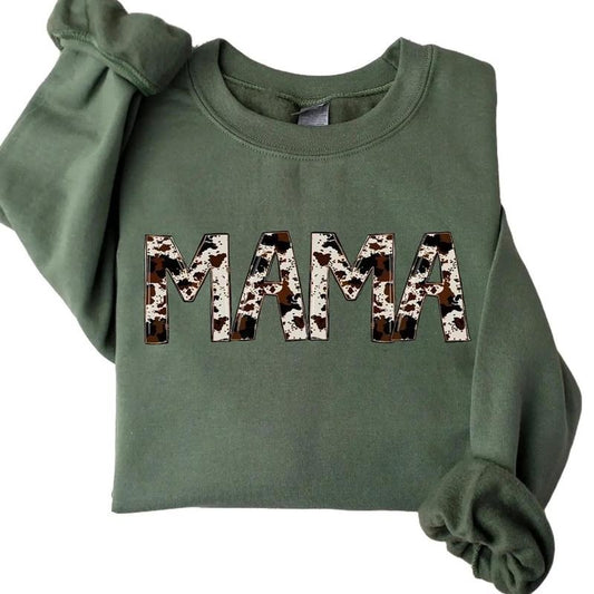Mama Sweatshirt, Buffalo Plaid Mama Sweatshirt, Cow Pattern Mama Hoodie, Western Mama Sweatshirt, Mom to be Sweatshirt,...