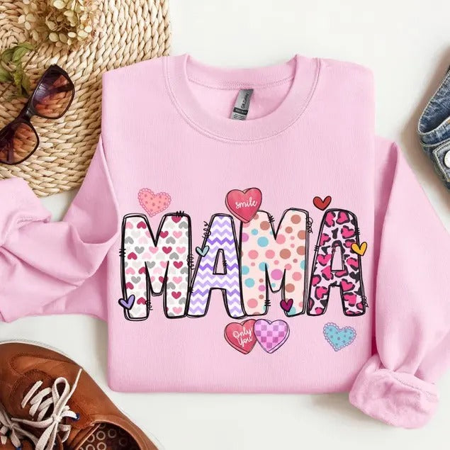 Mama Sweatshirt, Womens Valentines Day Sweatshirt, Trendy Mom Shirt, Womens Valentines Day Sweater, Valentines Day Shirt,...