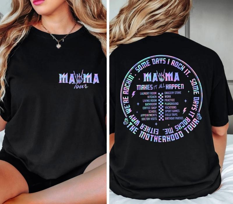 Mama Tour Tee Shirt, Motherhood Tour Sweatshirt, Mama Lightning Bold Shirt, Cool Mom Skeleton Sweater, Mama Rock Tour...