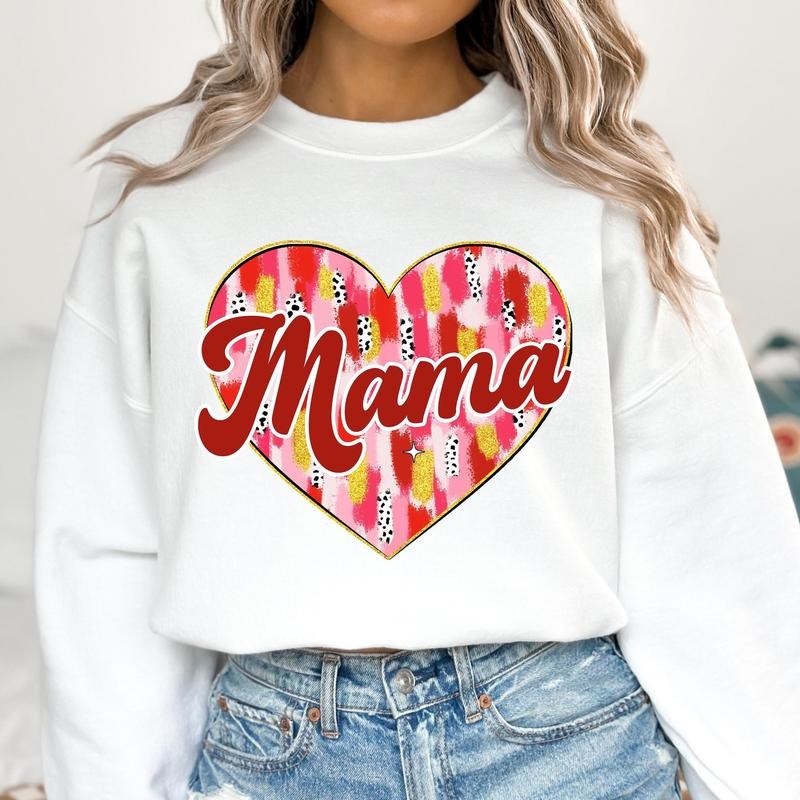 Mama Valentine Sweatshirt, Valentines Day Heart Sweatshirt, Brushstroke Valentine Sweatshirt, Retro Valentine Sweatshirt,...