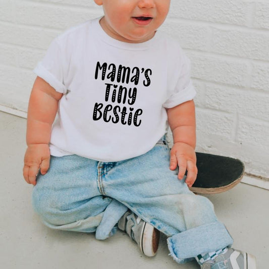 Mama's Tiny Bestie, Toddler T-Shirts & Baby Bodysuits, Graphic Infant Clothes, Cute Baby Shower Gift, Trendy Kids...