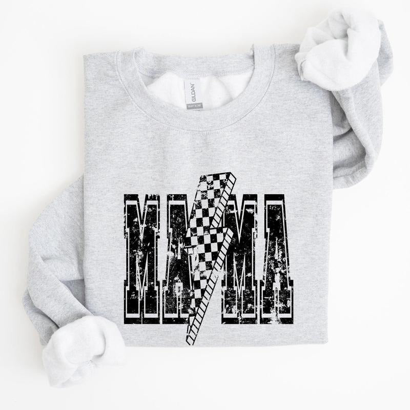 Mama, Lightning Bolt, Mother's Day, Motherhood Sweatshirt, Women's Crew Neck, Crewneck T-Shirts, Hoodie | WearSparks.com