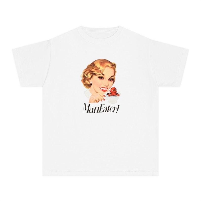 Man Eater Baby Tee, Halloween Vintage Y2k Top, Goth Punk Baby Tee, Babytee Y2k, 90s Cute Retro Graphic Top, Grunge...