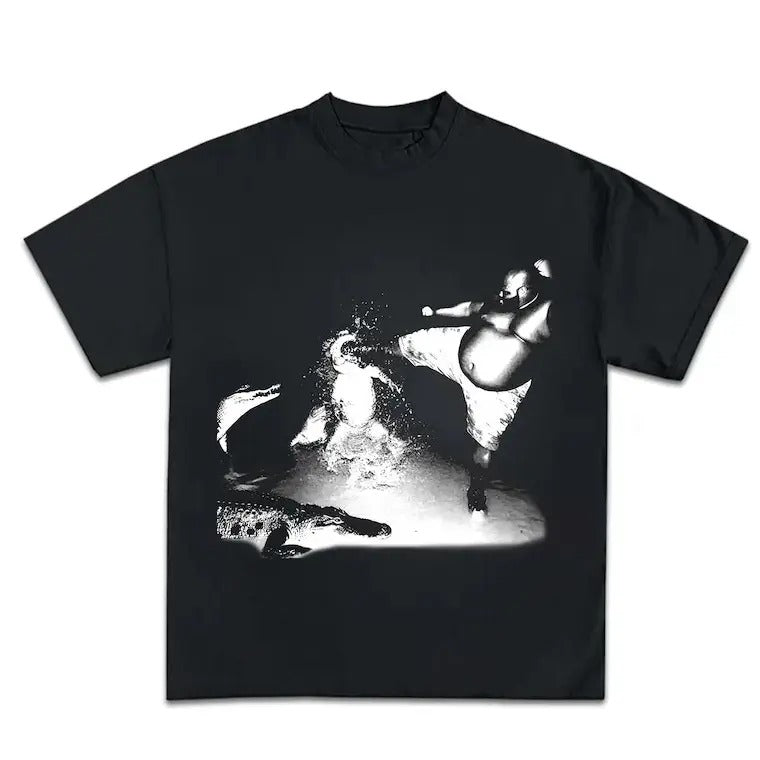 Man Kick Alligator In Swamp T Shirt Hoodie, Sweatshirt | WearSparks.com