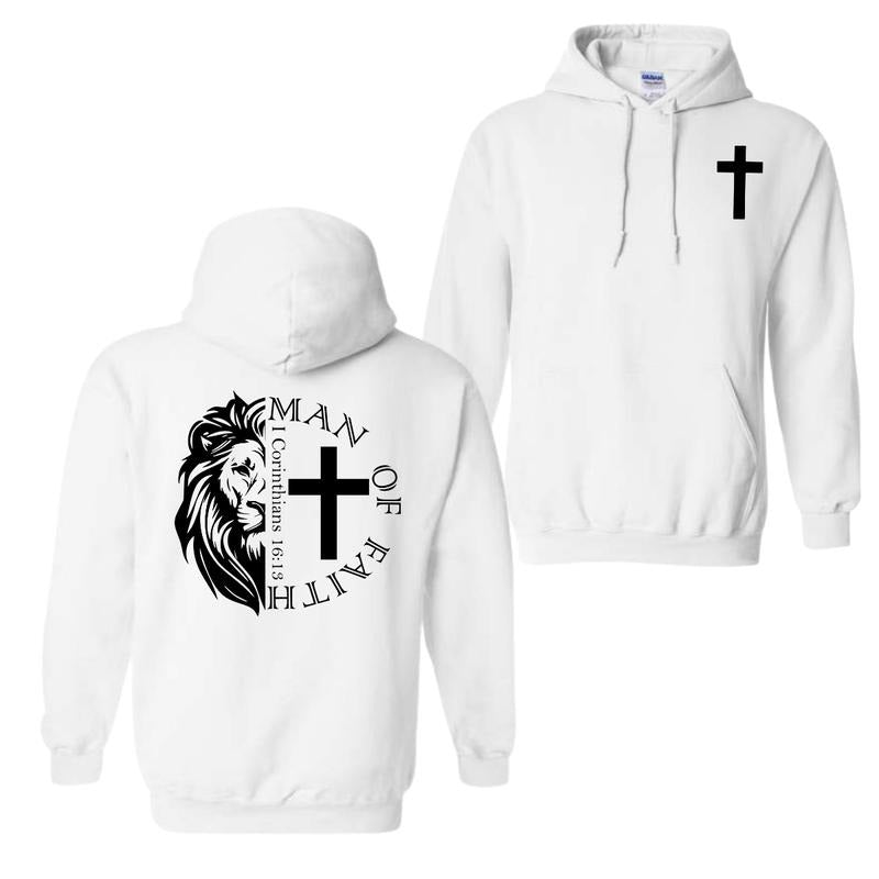Man Of Faith 2 Sided Hoodie Sweatshirt T-Shirt, Aesthetic Christian Hoodie For Men And Women, Christian Gifts For Him Her