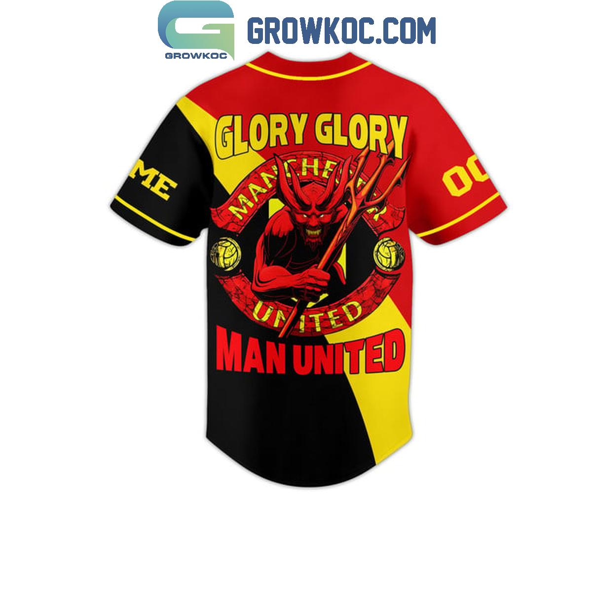 Manchester United Red Devils Glory Glory Personalized Baseball Jersey