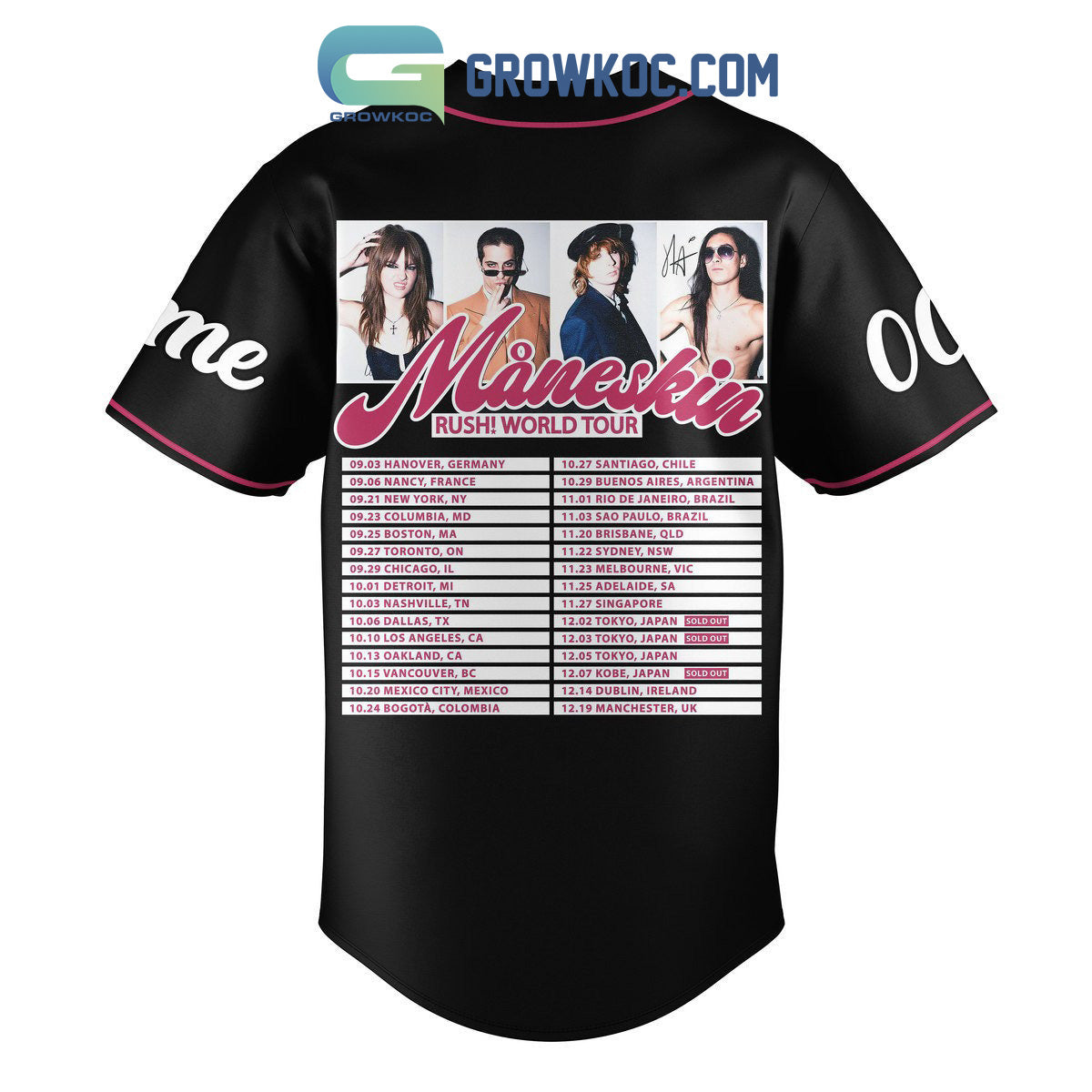 Maneskin Rush World Tour Personalized Baseball Jersey