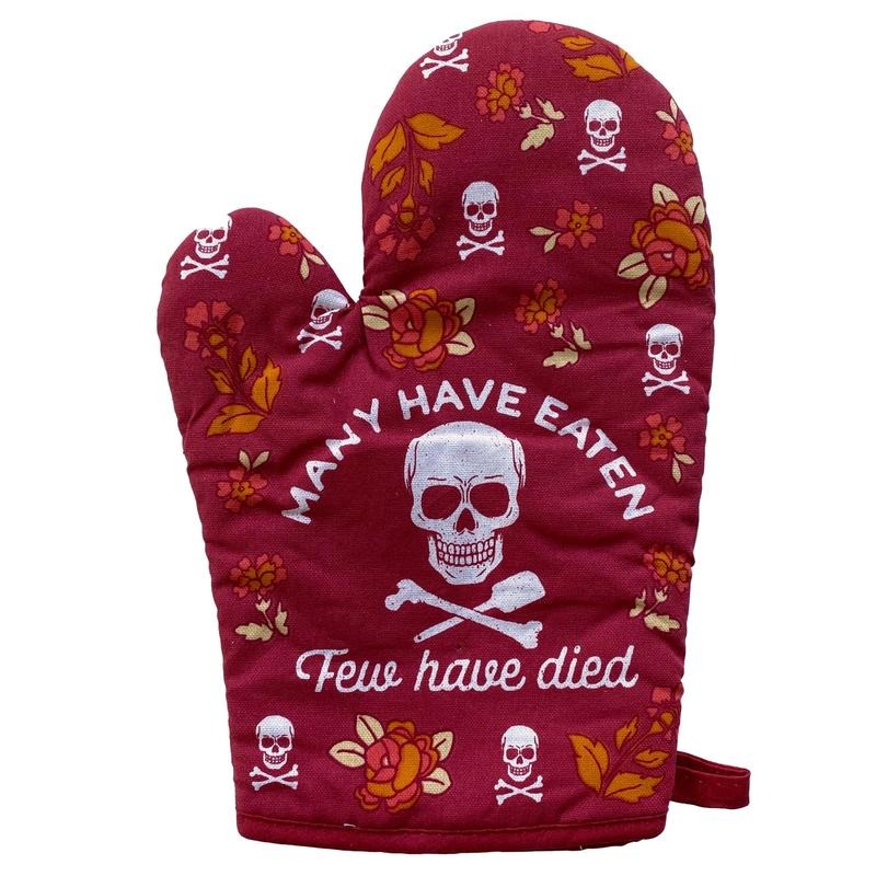 Many Have Eaten Few Have Died Oven Mitt Funny Sarcastic Cooking Kitchen Glove Funny Graphic Kitchenwear Halloween  Funny...