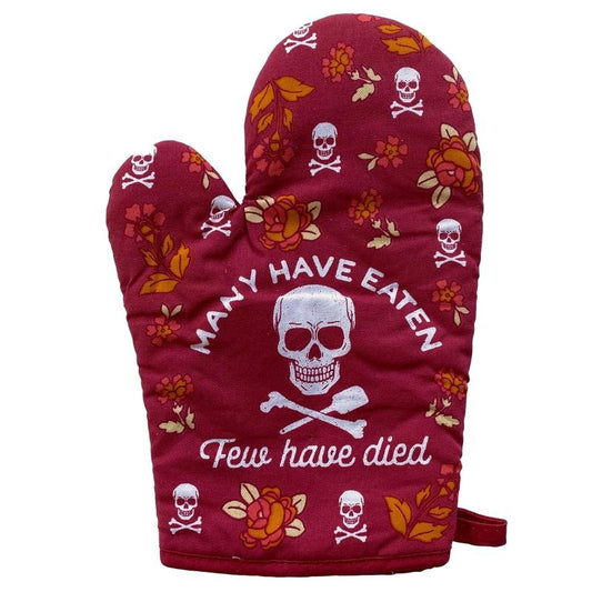 Many Have Eaten Few Have Died Oven Mitt Funny Sarcastic Cooking Kitchen Glove Funny Graphic Kitchenwear Halloween  Funny...