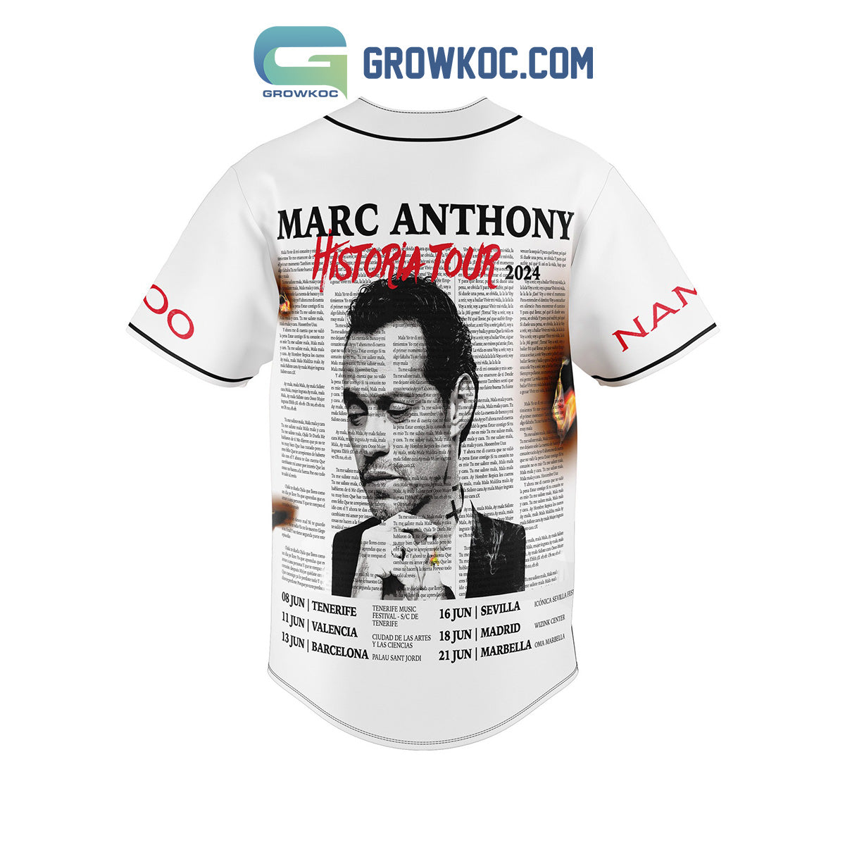 Marc Anthony Historia Tour 2024 Personalized Baseball Jersey