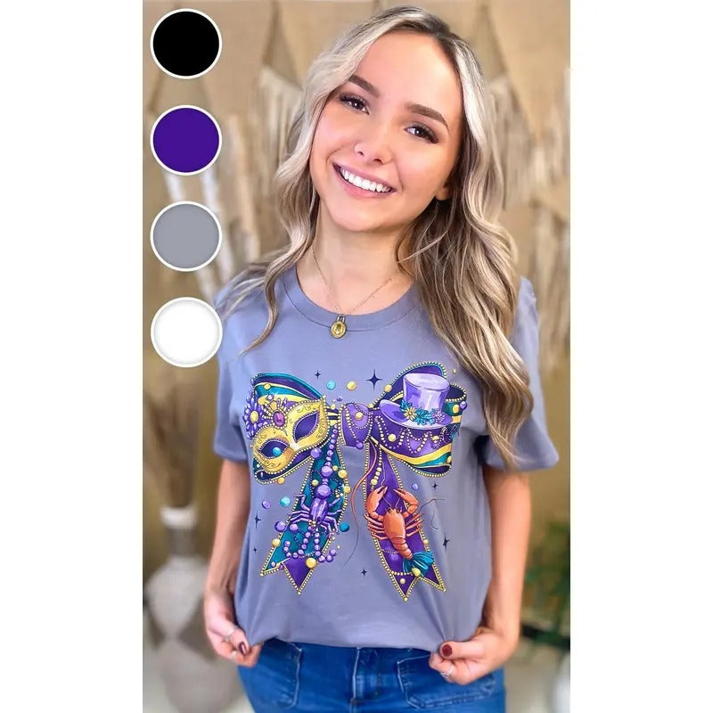 Mardi Gras Bow Graphic T-Shirt Hoodie, Sweatshirt | WearSparks.com