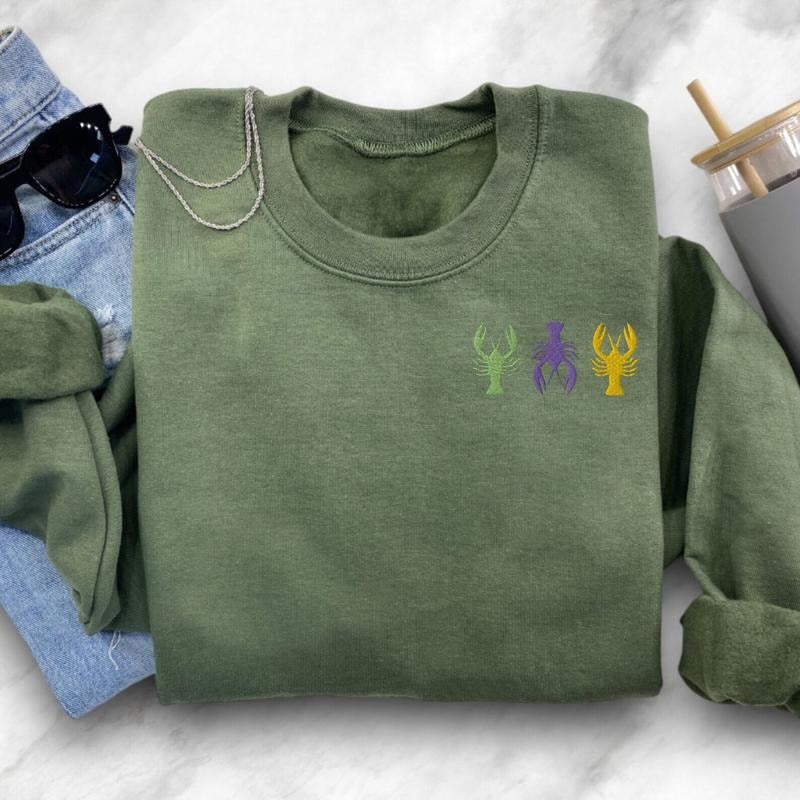 Mardi Gras Crawfish Unisex Sweatshirt, Mardi Gras Carnival Crewneck, Laissez Les Bon Temps Rouler Sweatshirt, Mardi Gras...