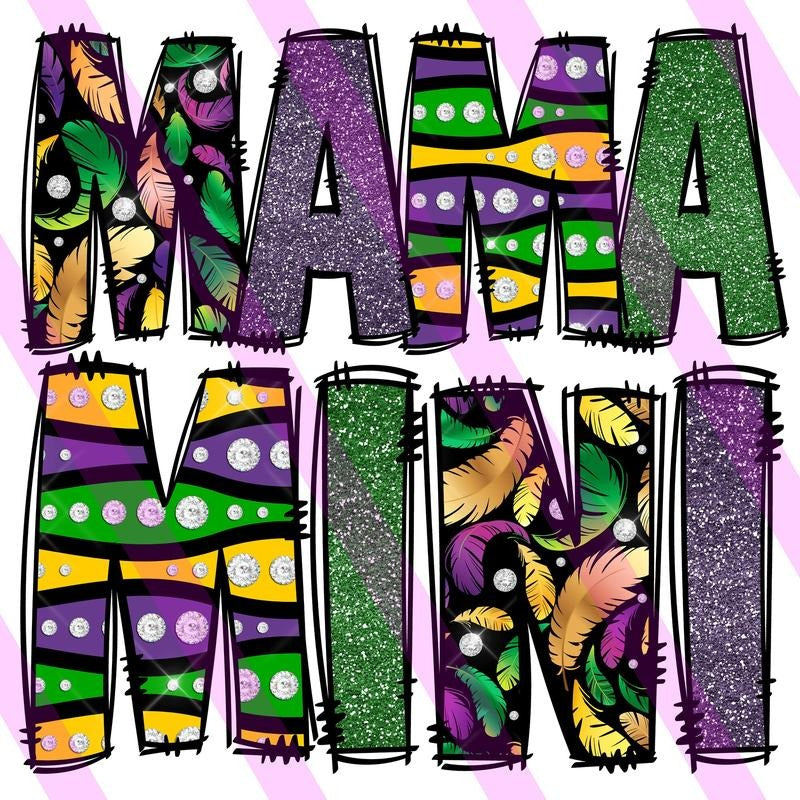 Mardi Gras Mama Mini Faux Sequin Shirt, Fleur De Lis, Mardi Gras Beads Faux Fat Tuesday Shirt, Mardi Gras Shirt Shirt,...