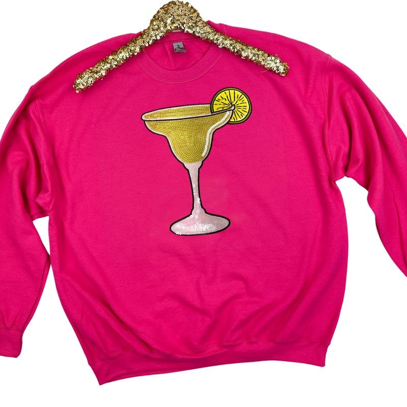 Margarita Glass Sequin Patch Sweatshirt T-Shirts, Hoodie | WearSparks.com