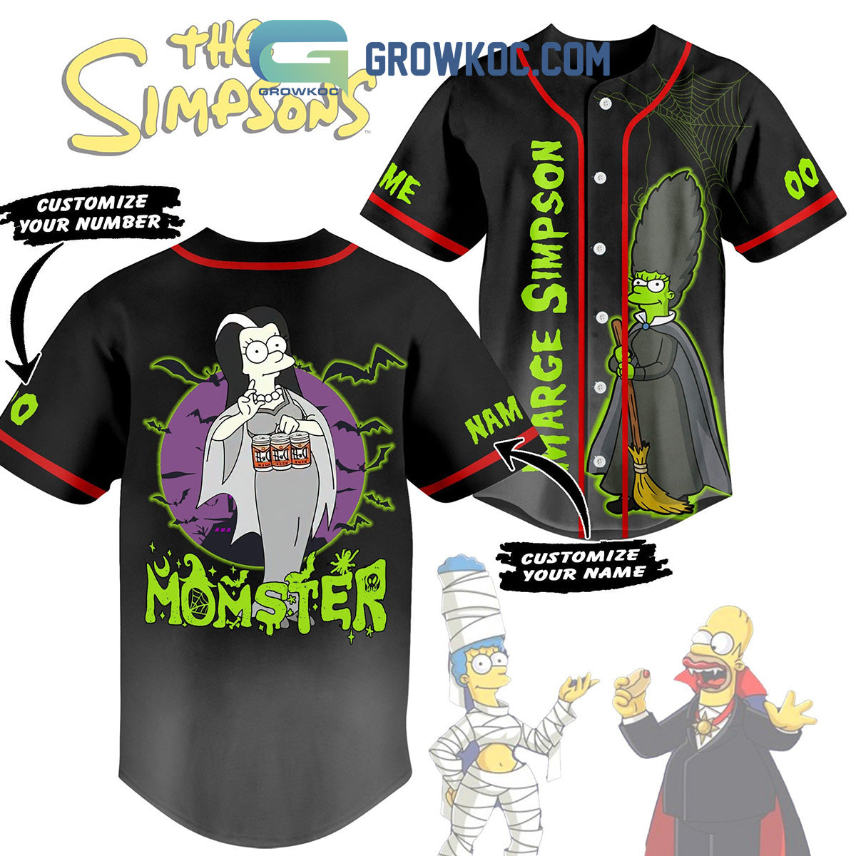 Marge Simpson Momster The Simpsons Personalized Baseball Jersey