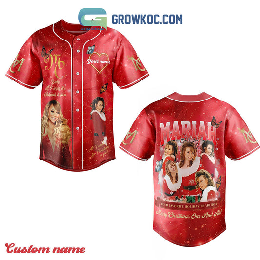 Mariah Carey Your Favorite Holiday Tradition Merry Christmas One And All Personalized Baseball Jersey
