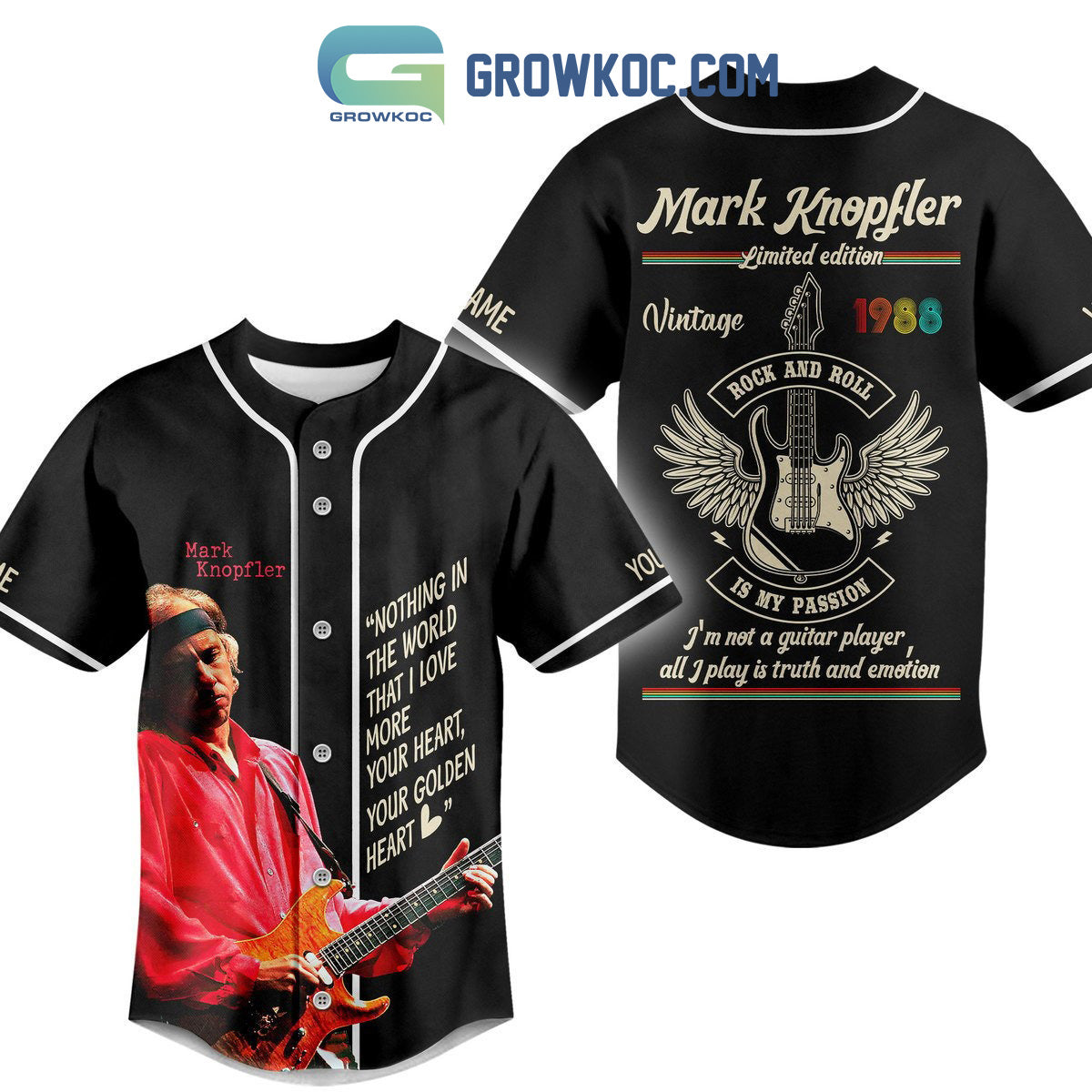 Mark Knopfler Rock And Roll Is My Passion Personalized Baseball Jersey