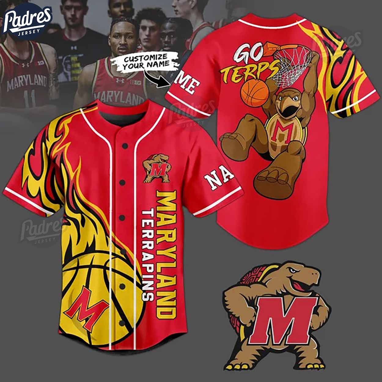 Maryland Terrapins Basketball Team Custom NCAA Baseball Jersey - Padres Jersey Oasis: Elevate Your Baseball... (Image 1)