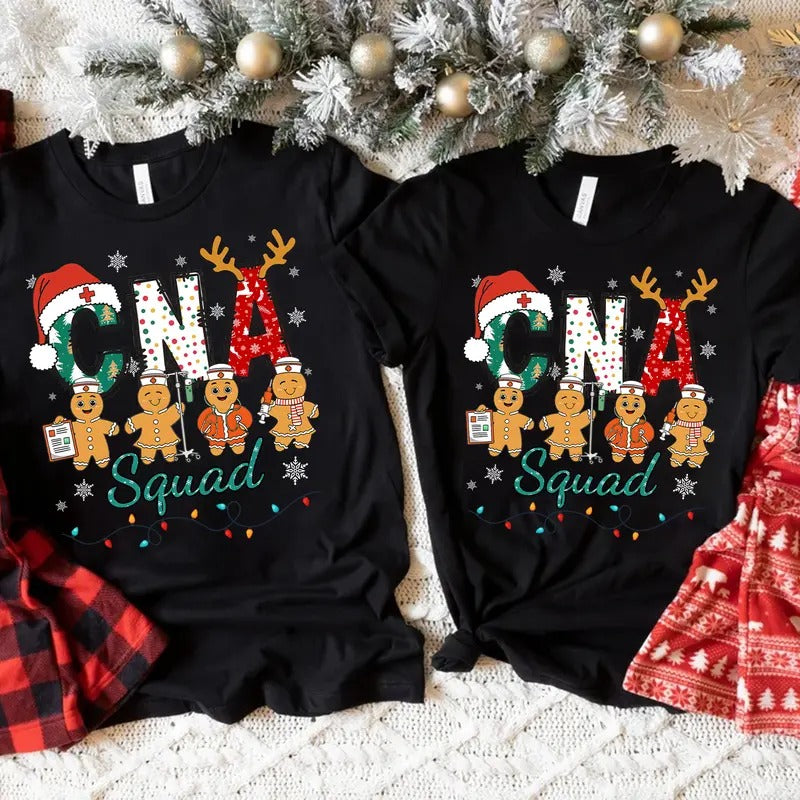 Matching Christmas CNA Squad Unisex T-shirt, Christmas Nursing Shirt, Certified Nursing Assistant Tee, CNA Shirt Holiday...