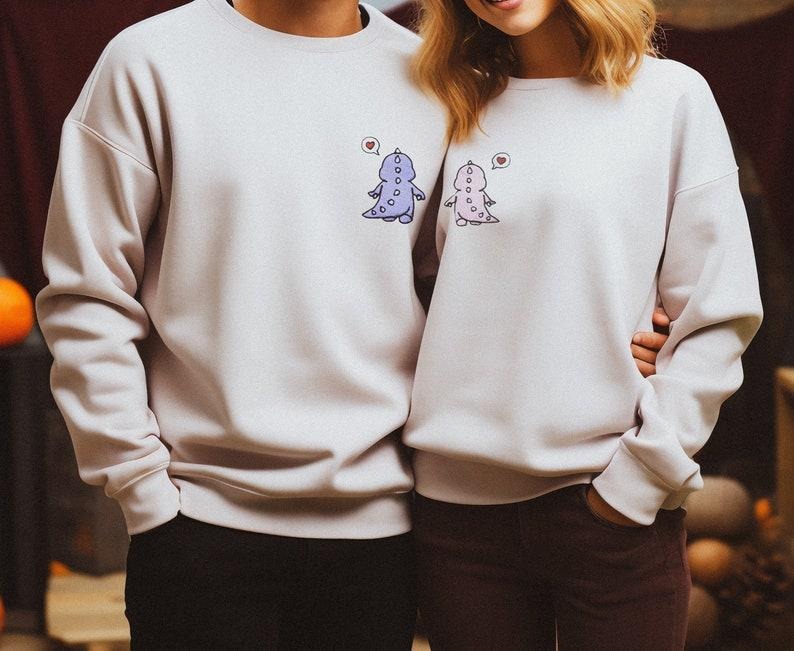 Matching sweatshirts  dinosaur sweatshirts for couples gift for couples, Gift For Lovers, trendy  Hoodie and Sweater;...