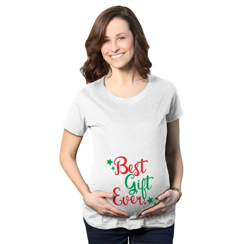 Maternity Best Gift Ever T Shirt Funny Christmas Present Bump New Pregnancy Tee Funny Graphic Maternity Tee Cute...
