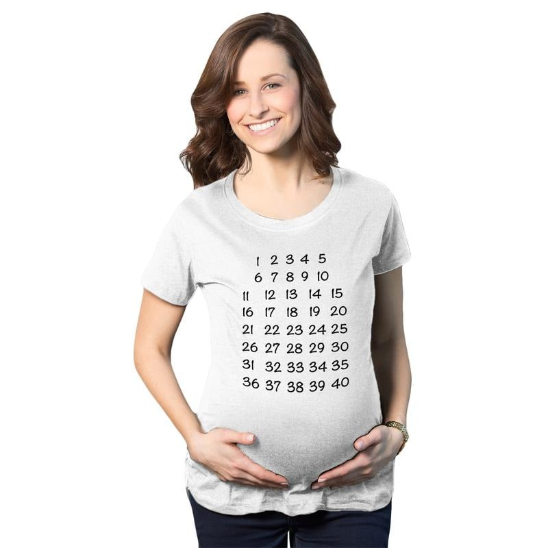 Maternity Calendar Countdown Pregnancy Tee Mark Off Baby Announcement T Shirt Funny Graphic Maternity Tee Cute Pregnancy...