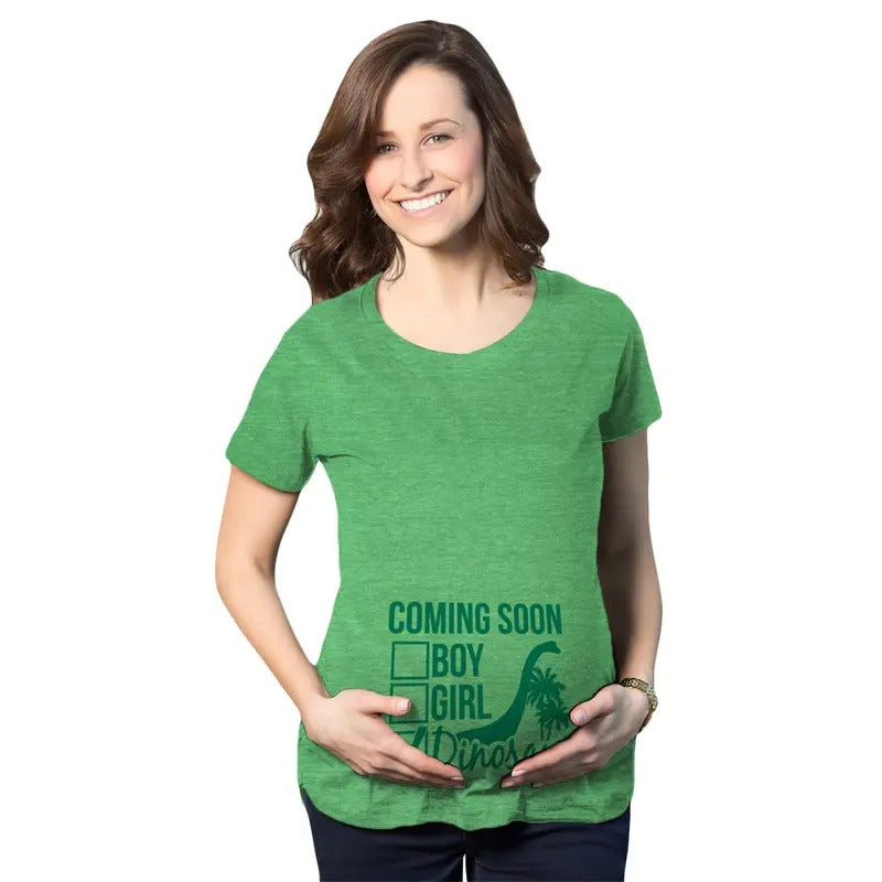 Maternity Coming Soon: Dinosaur Pregnancy T Shirt Funny Jurassic Tee for Belly Bump Funny Graphic Maternity Tee Cute...