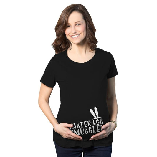 Maternity Easter Egg Smuggler Bunny Ears Spring Pregnancy Announcement T Shirt Funny Graphic Maternity Tee Cute Pregnancy...