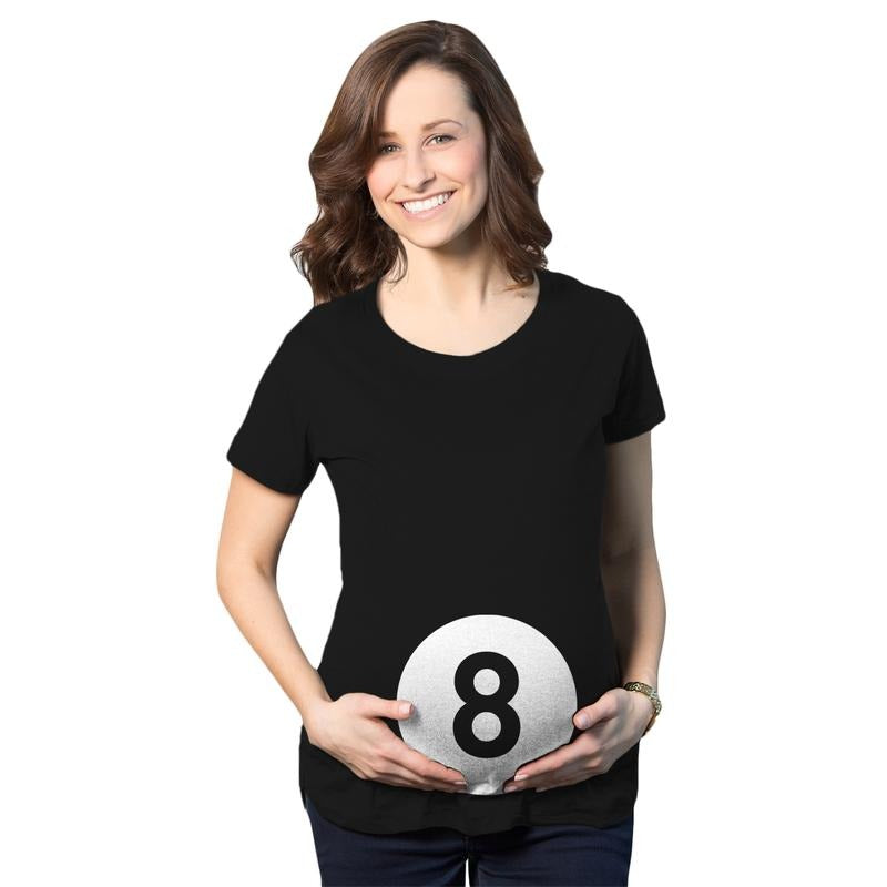 Maternity Eight Ball Funny Baby Announcement Shirt Belly Bump Cute Pregnancy Tee Funny Graphic Maternity Tee Cute...
