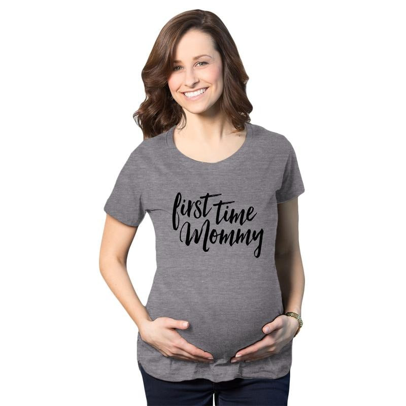 Maternity First Time Mommy Pregnancy T shirt Cute Belly Bump Tee Mother To Be Funny Graphic Maternity Tee Cute Pregnancy...