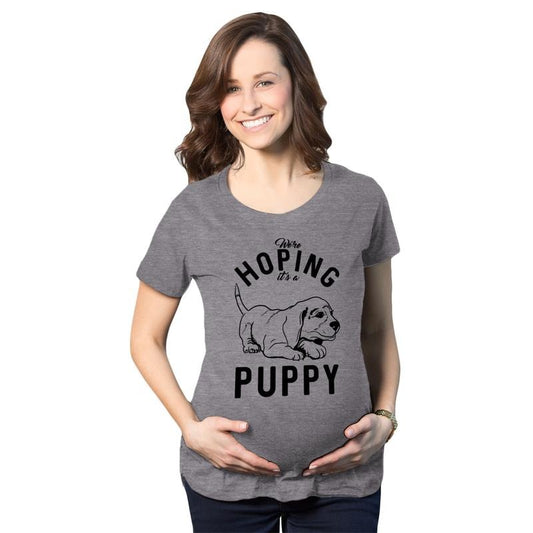 Maternity Hoping Its A Puppy T shirt Funny Sarcastic Pregnancy Announcement Tee Funny Graphic Maternity Tee Cute...