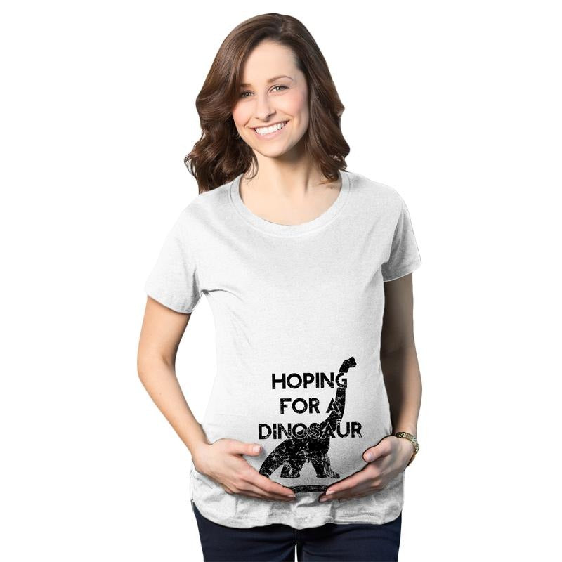 Maternity Hoping for a Dinosaur Funny Baby Pregnancy Announcement T shirt Funny Graphic Maternity Tee Cute Pregnancy Tees...