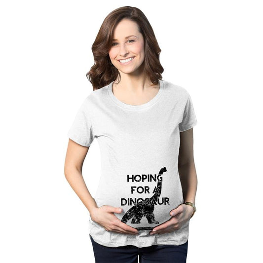 Maternity Hoping for a Dinosaur Funny Baby Pregnancy Announcement T shirt Funny Graphic Maternity Tee Cute Pregnancy Tees...