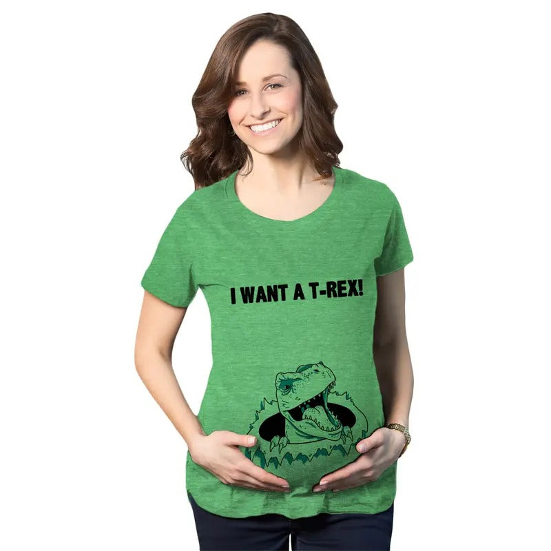 Maternity I Want A T-Rex Funny T Shirt Im Pregnant Dinosaur Pregnancy Tee Funny Graphic Maternity Tee Cute Pregnancy Tees...