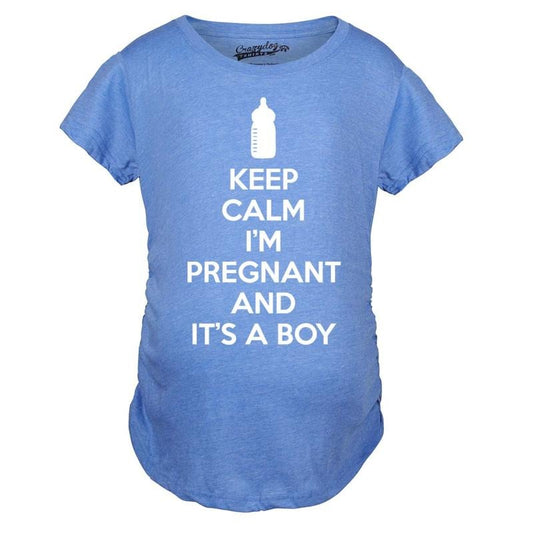 Maternity Keep Calm Im Pregnant and Its a Boy Shirt Funny Pregnancy Announcement Funny Graphic Maternity Tee Cute...