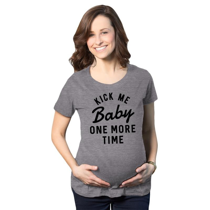 Maternity Kick Me Baby One More Time T Shirt Funny Pregnant Song Lyrics Tee Funny Graphic Maternity Tee Cute Pregnancy...