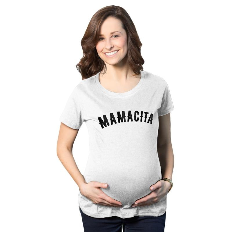 Maternity Mamacita Pregnancy T Shirt Funny Spanish Language Hispanic Belly Bump Tee Funny Graphic Maternity Tee Cute...