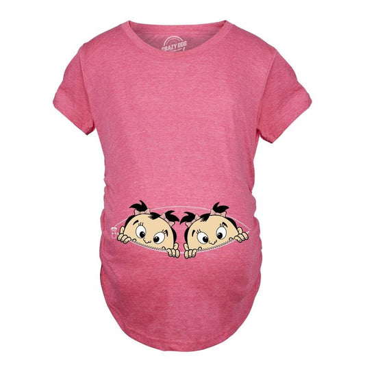 Maternity Peeking Twin Girls T Shirt Cute Adorable Pregnancy Tee For Mom To Be Funny Graphic Maternity Tee Cute Pregnancy...