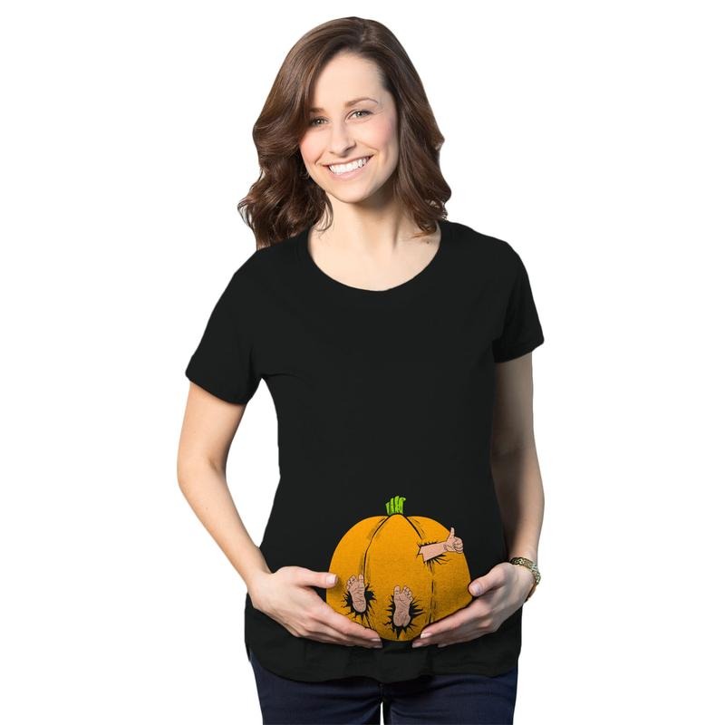 Maternity Pumpkin Baby Pregnancy T Shirt Cute Fall Halloween Jack O Lantern Tee Funny Graphic Maternity Tee Cute...