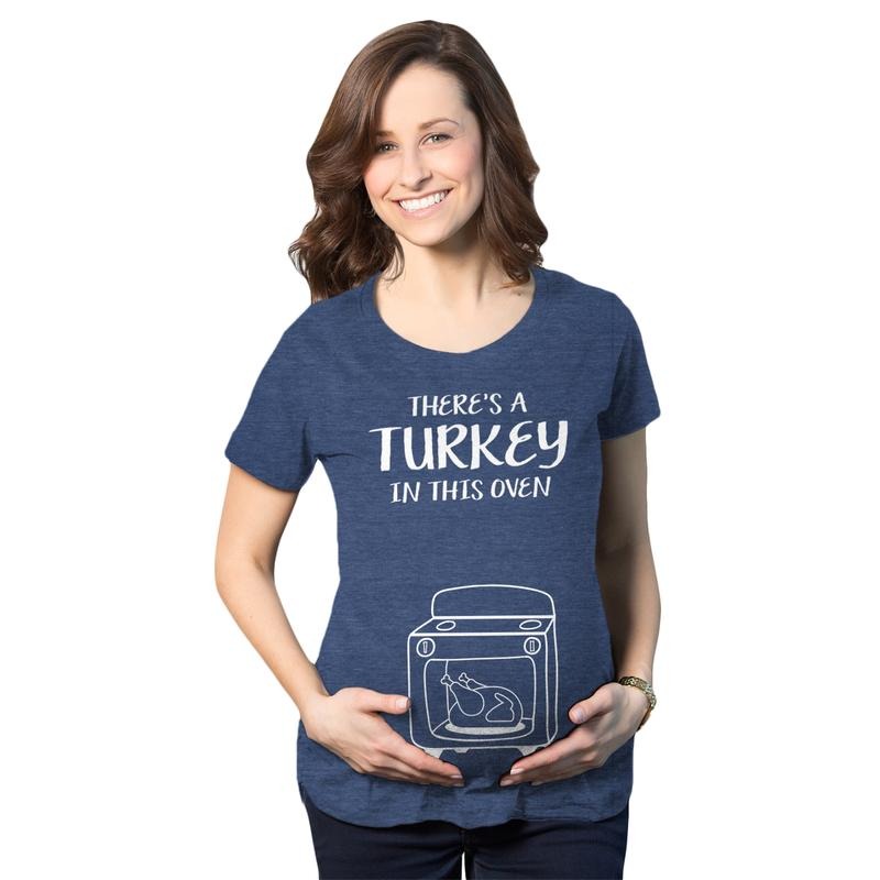 Maternity Theres A Turkey In This Oven Pregnancy T Shirt Funny Thanksgiving Tee Funny Graphic Maternity Tee Cute...