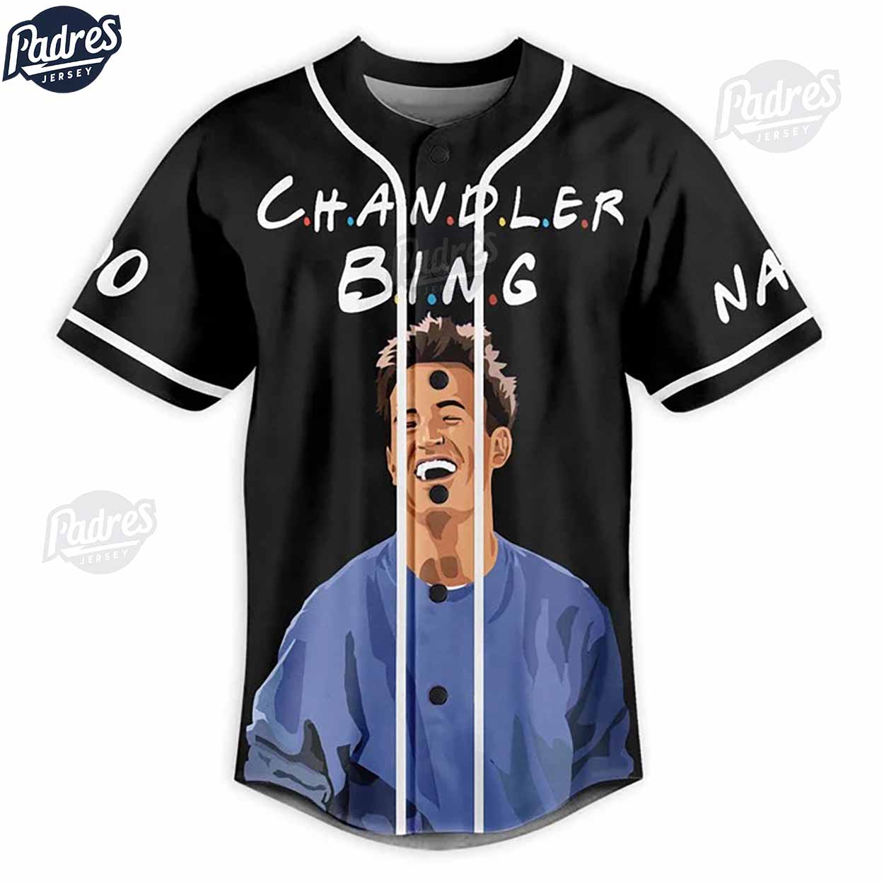 Matthew Perry Hi I'm Chandler I Make Jokes When I'm Uncomfortable Custom Baseball Jersey - Padres Jersey Oasis:... (Image 2)